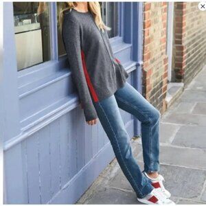 Boden Split Hem Gray Wool/Cotton Blend Sweater Size M